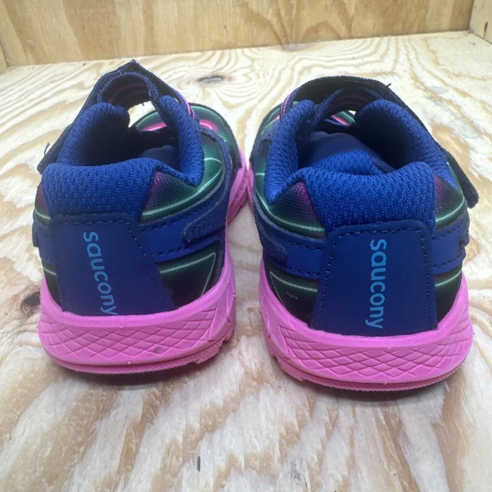 Saucony Kids Ride Running Shoes Size 8M Purple‎ Teal Pink Athletic Sneakers